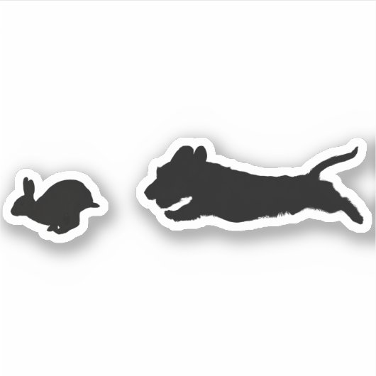Wirehair Dachshund & Konijn Sticker (Voorkant)