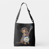 Wirehair Dachshund Plays Banjo Crossbody Tas (Achterkant)