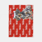 Wirehair Dachshund Santa Dog Custom Name Christmas Fleece Deken (Voorkant)