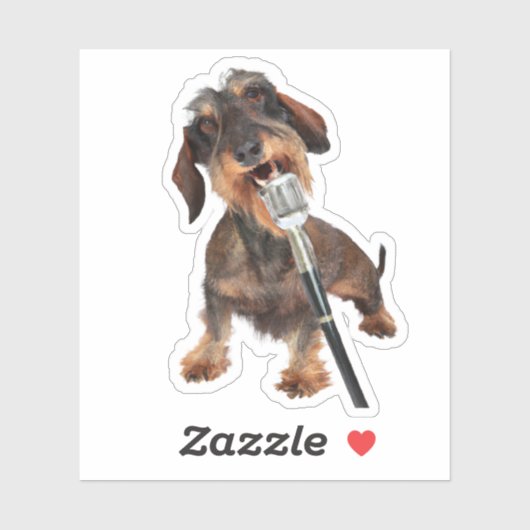 Wirehair Dachshund Singing Sticker (Vel)
