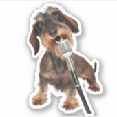 Wirehair Dachshund Singing Sticker (Voorkant)
