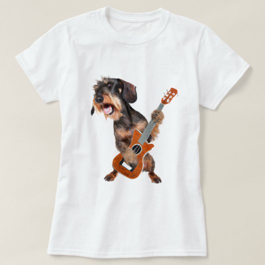 Wirehair Dachshund-speelgitaar T-Shirt (Design voorkant)