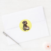 Wirehair Dachshund-speldrums Ronde Sticker (Envelop)