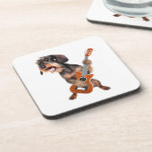Wirehair Dachshund-spelgitaar Bier Onderzetter (Linkerzijde)