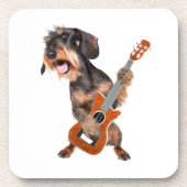 Wirehair Dachshund-spelgitaar Bier Onderzetter (Voorkant)