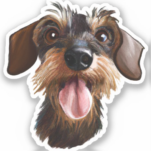 Wirehair Dachshund Sticker (Voorkant)