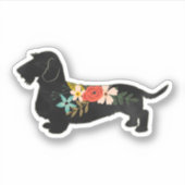 Wirehaire Dachshund Bohemian Floral Silhouette Sticker (Voorkant)