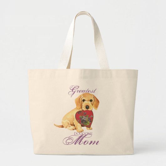 Wirehaire Dachshund Heart mama Grote Tote Bag (Voorkant)