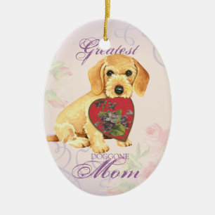 Wirehaire Dachshund Heart mama Keramisch Ornament