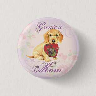 Wirehaire Dachshund Heart mama Ronde Button 3,2 Cm