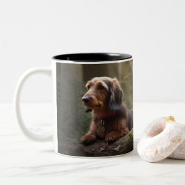 Wirehaire Dachshund in Forest Two-Tone Coffee Mok