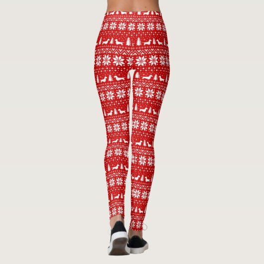 Wirehaire Dachshund Silhouettes-kersthonden Leggings (Achterkant)