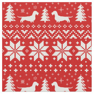 Wirehaire Dachshund Silhouettes-kerstpatroon Stof