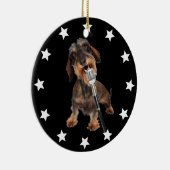 Wirehaire Dachshund Singer Keramisch Ornament (Rechts)