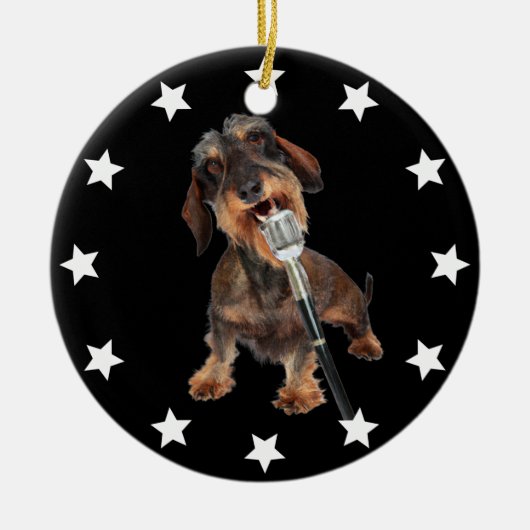 Wirehaire Dachshund Singer Keramisch Ornament (Voorkant)