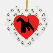Wirehaire Fox Terrier Silhouette met hart Keramisch Ornament (Voorkant)