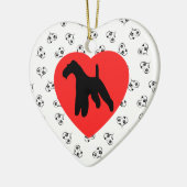 Wirehaire Fox Terrier Silhouette met hart Keramisch Ornament (Links)