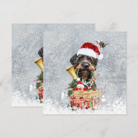 Wirehaire Pointer, Dog Kerstmis (Voorkant / Achterkant)