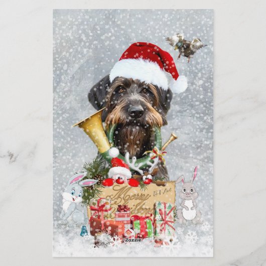 Wirehaire Pointer, Dog Kerstmis Briefpapier (Achterkant)