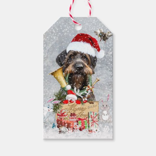 Wirehaire Pointer, Dog Kerstmis Cadeaulabel (Voorkant)