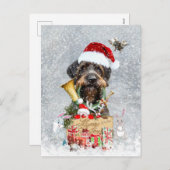 Wirehaire Pointer, Dog Kerstmis Feestdagenkaart (Voorkant / Achterkant)