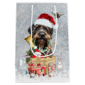 Wirehaire Pointer, Dog Kerstmis Medium Cadeauzakje (Achterkant)