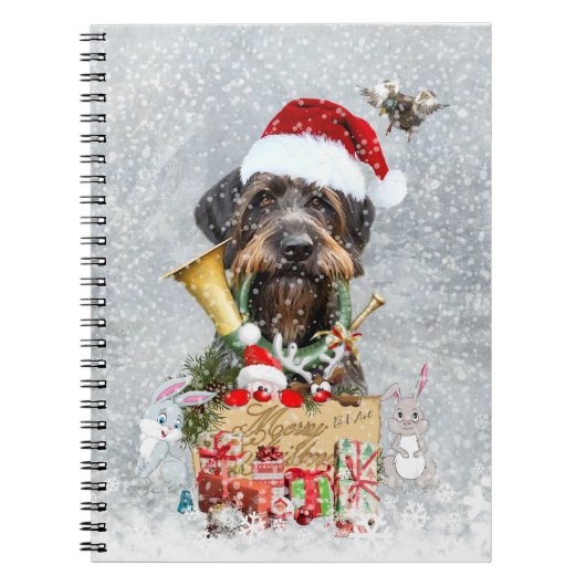 Wirehaire Pointer, Dog Kerstmis Notitieboek (Voorkant)