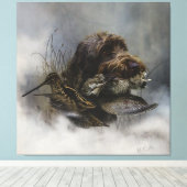 Wirehaire Pointing Griffon, Woodcock-jacht Canvas Afdruk (Insitu (Houten vloer))