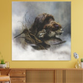 Wirehaire Pointing Griffon, Woodcock-jacht Canvas Afdruk (Insitu (Woonkamer))