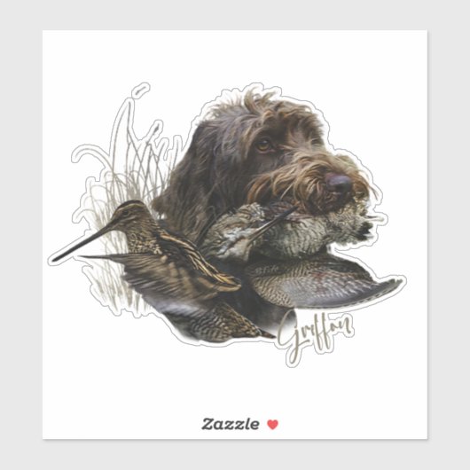 Wirehaire Pointing Griffon, Woodcock-jacht Sticker (Vel)