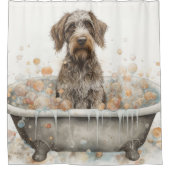 Wirehaired aanwijzend Griffon in badkuip Waterverf Douchegordijn (Voorkant)