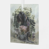 Wirehaired aanwijzer, buiten jacht glas ornament (Voorkant links)