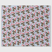 Wirehaired Dachshund Christmas Custom Name Dog Cadeaupapier (Vlak)