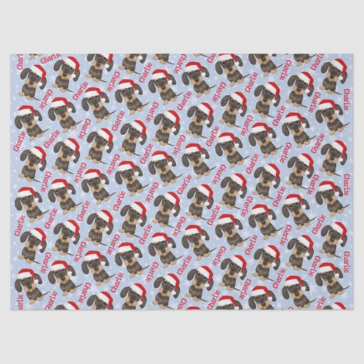 Wirehaired Dachshund Christmas Custom Name Dog Tissuepapier (Voorkant)