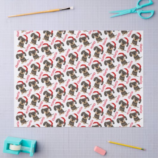 Wirehaired Dachshund Christmas Custom Name Dog Tissuepapier (Craft)