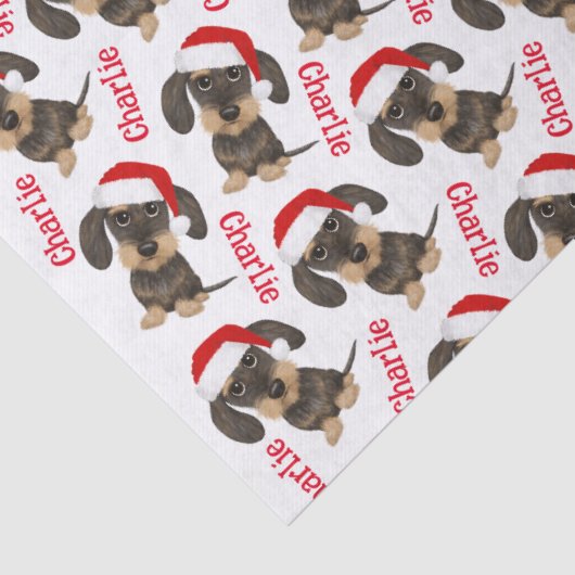 Wirehaired Dachshund Christmas Custom Name Dog Tissuepapier (Detail)
