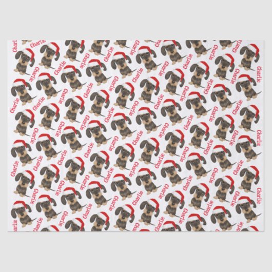 Wirehaired Dachshund Christmas Custom Name Dog Tissuepapier (Voorkant)