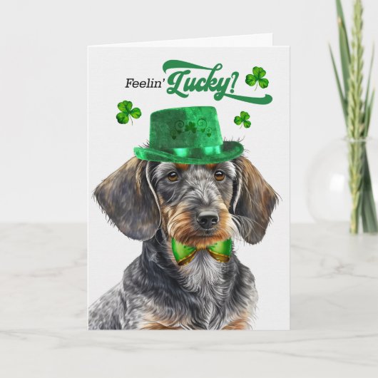 Wirehaired Dachshund Dog Lucky St Patrick's Day Feestdagen Kaart (Voorkant)