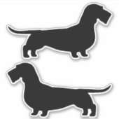 Wirehaired Dachshund Dog Silhouettes Sticker Set (Voorkant)