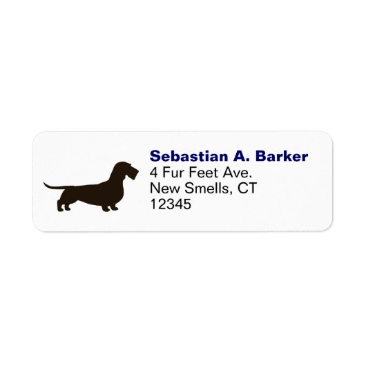 Wirehaired Dachshund Hond Silhouet Retouradres Etiket (Voorkant)