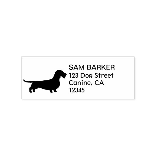 Wirehaired Dachshund Hond Silhouet Retouradres Rubberstempel (Afrduk)