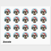 Wirehaired Dachshund Santa Schattige Dog Custom Ronde Sticker (Vel)