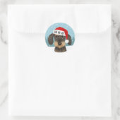 Wirehaired Dachshund Santa Schattige Dog Custom Ronde Sticker (Tas)