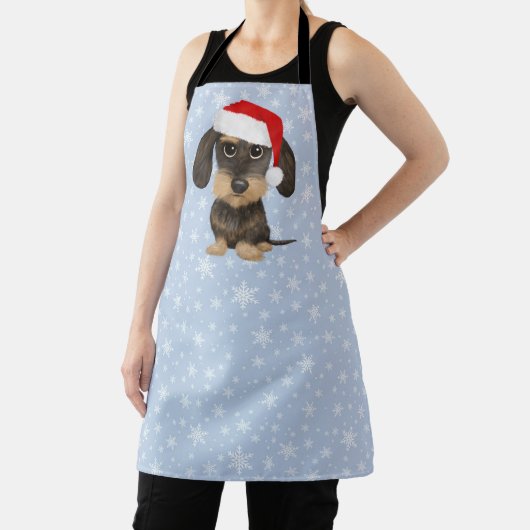 Wirehaired Dachshund Santa Teckel Christmas Dog Schort (Insitu)