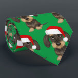 Wirehaired Dachshund Santa Teckel Christmas Dog Stropdas<br><div class="desc">Voeg wat feestvreugde toe aan je garderobe met deze feestelijke groene stropdas met een allover print van een schattige draadharige teckel met een kerstmuts. Of u nu op weg bent naar het kerstfeest van de kantoor of naar een plechtiger feestdag, deze bijzondere en opvallende stropdas zal u zeker opvallen. Maakt...</div>
