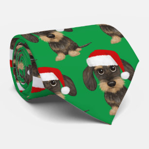 Wirehaired Dachshund Santa Teckel Christmas Dog Stropdas