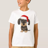 Wirehaired Dachshund Santa Teckel Christmas Dog T-shirt (Voorkant)