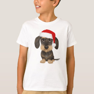 Wirehaired Dachshund Santa Teckel Christmas Dog T-shirt