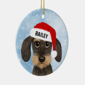 Wirehaired Dachshund Santa Teckel Dog Custom Name Keramisch Ornament (Rechts)
