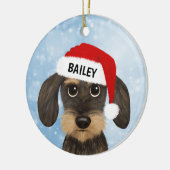 Wirehaired Dachshund Santa Teckel Dog Custom Name Keramisch Ornament (Links)